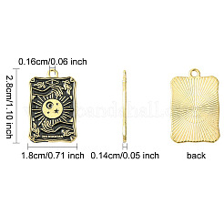 10個5スタイルアロイエナメルペンダント  ライトゴールド  タロットの四角形  ブラック  28x18x1.4mm  穴：1.6mm  2個/スタイル&nbsp;ENAM-FP0001-89