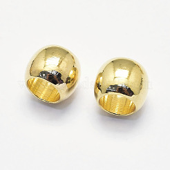 長持ちメッキ真鍮ヨーロピアンビーズ  18KGP本金メッキ  ニッケルフリー  バレル  大穴ビーズ  6x5mm  穴：4mm&nbsp;LS-X-KK-K193-093G-NF