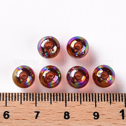 透明なアクリルビーズ  ABカラーメッキ  ラウンド  チョコレート  8x7mm  穴：2mm  約1745個/500g&nbsp;MACR-S370-B8mm-765