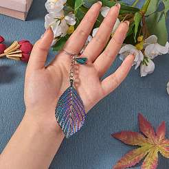 20個10スタイルレインボーカラーアロイペンダント  カドミウムフリー＆鉛フリー  葉  14~47x7~31x1~7mm  穴：1.2~3.5mm  2個/スタイル&nbsp;PALLOY-SZ0001-31
