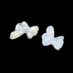 蝶結びの虹色の玉虫色のメッキアクリルカボション  ネイルケアの装飾の付属品  ホワイトスモーク  11x10x2.5mm&nbsp;PACR-B003-03