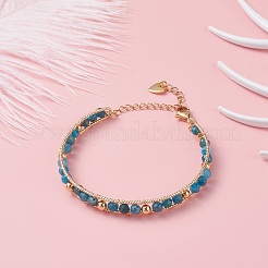 Round Natural Apatite Beaded Bracelet&nbsp;BJEW-TA00038-05