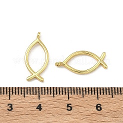 真鍮チャーム  イクシス/イエスの魚のチャーム  長持ちメッキ  ラックめっき  ゴールドカラー  18x8.5x2.5mm  穴：1mm&nbsp;KK-G557-20G