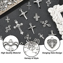 100pcs20スタイルチベットスタイルアロイペンダント  クロスチャーム  アンティークシルバー  22.5x15x2mm  穴：1.6mm&nbsp;FIND-YW0010-57
