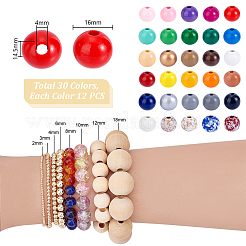360Pcs 30 Colors Wood European Beads&nbsp;WOOD-PH0003-32