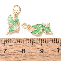 Brass Micro Pave Clear Cubic Zirconia with Enamel Charms&nbsp;CU-K002-50G-B
