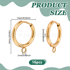 16Pcs 304 Stainless Steel Hoop Earring Findings&nbsp;STAS-UN0064-34