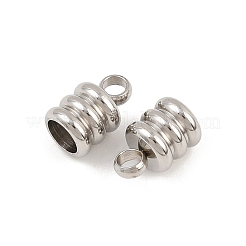 変色しにくい201ステンレススチールコードエンド  エンドキャップ  ステンレス鋼色  9x6mm  穴：2mm  内径：4mm&nbsp;STAS-R063-27