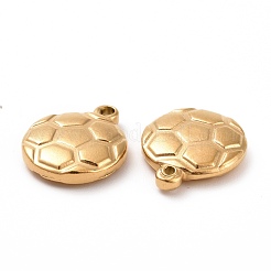 304ステンレススチールチャーム  サッカー/サッカーボール  ゴールドカラー  15.5x13x3.5mm  穴：1mm&nbsp;STAS-G071-23G