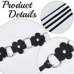 1Pc Imitation Leather Flower Brass Ring Link Chain Waist Belly Chains Belts for Women&nbsp;AJEW-CL0001-49B