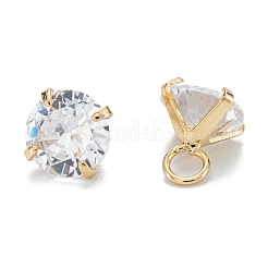 Brass Clear Cubic Zirconia Charms&nbsp;ZIRC-G170-11G