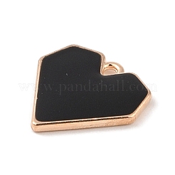 合金エナメルチャーム  ライトゴールド  ハートチャーム  ブラック  16x16x2mm  穴：1.6mm&nbsp;ENAM-Z010-29A-KCG