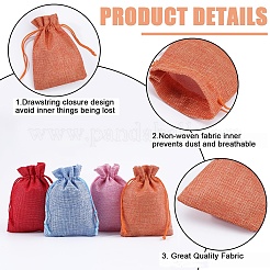 Rectangle Polyester Imitation Burlap Packing Pouches Drawstring Bags&nbsp;ABAG-BBC0001-05B