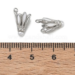 304ステンレススチール製、ホワイトエナメルチャーム付き  バドミントンのチャーム  ステンレス鋼色  13x8mm  穴：0.9mm&nbsp;SA-CBA1CA2-03P