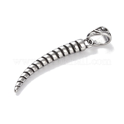 バイキング 316 サージカルステンレスペンダント  狼の歯のチャーム  アンティークシルバー  34x4mm  穴：6x4.5mm&nbsp;STAS-E212-14AS