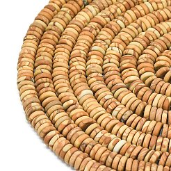 Frosted Natural Wood Lace Stone Wooden Jasper Beads Strands&nbsp;G-K389-C02-01A