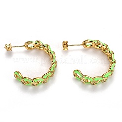 Brass Micro Pave Clear Cubic Zirconia Half Hoop Earrings&nbsp;EJEW-B004-02G