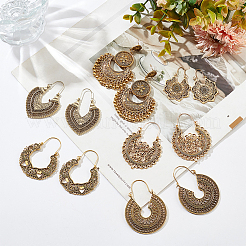 6 Pairs 6 Style Alloy Hollow Thick Hoop Earrings&nbsp;EJEW-AN0001-12