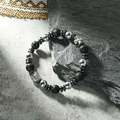 Natural Lava Rock Beaded Stretch Bracelets&nbsp;BJEW-JB09630