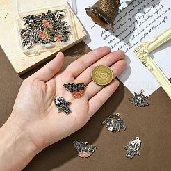 20 個 5 色のハロウィーン合金エナメルペンダント  バットチャーム  ミックスカラー  19.5~28x21~28x1~1.5mm  穴：1.8~1.9mm  4個/カラー&nbsp;FIND-CJ0002-72