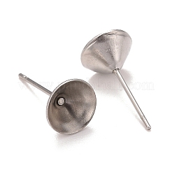 304 Stainless Steel Post Stud Earring Settings&nbsp;X1-STAS-L238-082F-P
