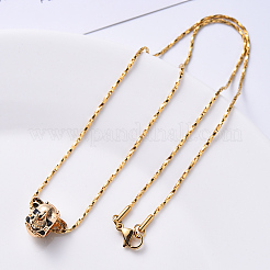 PVD Vacuum Plating 304 Stainless Steel Boston Link Chain Necklace&nbsp;NJEW-S420-006A-G