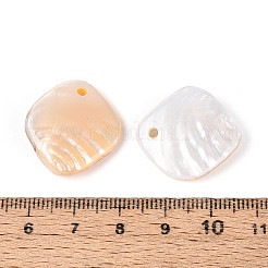 天然淡水シェルのペンダント  菱形チャーム  貝殻色  20~24x19~22.5x6~9mm  穴：2mm&nbsp;BSHE-T014-27