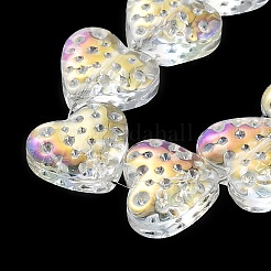 電気メッキ透明ガラスビーズ連売り  ABカラーメッキ  ハート  クリアAB  13x15mm  穴：1.2mm  約50個/連  25.59''（65センチメートル）&nbsp;EGLA-R114-02A-AB01