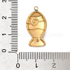 304ステンレススチールラインストーンペンダント  魚のチャーム  エナメルスタイル  イオンプレーティング（ip）  18KGP本金メッキ  23x12x4mm  穴：1.5mm&nbsp;STAS-P431-37G