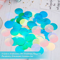 500色の虹色PVCスパンコール/スパンコールペンダント5個  フラットラウンド  装飾アクセサリー  ミックスカラー  50mm  100個/カラー&nbsp;KY-OC0001-33C