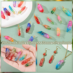 30Pcs 10 Colors Copper Wire Wrapped Dyed Natural Quartz Pendants&nbsp;PALLOY-AB00250