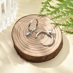 304 Stainless Steel Micro Pave Cubic Zirconia Hoop Earrings&nbsp;STAS-R004-03P-02
