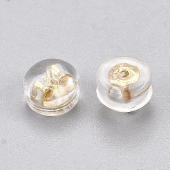 シリコン製ピアスキャッチ  ピアスバックキャッチ  真鍮パーツ  半円  ニッケルフリー  18KGP本金メッキ  5x3.5mm  穴：0.5mm&nbsp;X-KK-T038-457G