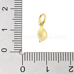 本物の18K金メッキラックメッキ真鍮エナメルチャーム  丸カン付き  長持ちメッキ  鉛フリー＆カドミウムフリー  リーフチャーム  濃いピンク  9.5x4x1.5mm  穴：3mm&nbsp;KK-M293-25G-02