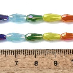 電気メッキガラスビーズセット  多面カット  ティアドロップ  ミックスカラー  9.5x4.5mm  穴：1mm  約21個/連  7.72''（19.6センチメートル）&nbsp;X-EGLA-C004-01