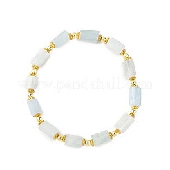 Faceted Column Natural Aquamarine & Synthetic Non-magnetic Hematite Beaded Stretch Bracelets&nbsp;BJEW-JB14179
