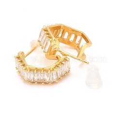 Brass Micro Pave Cubic Zirconia Stud Earrings&nbsp;EJEW-F273-11G