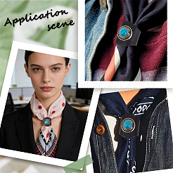2Pcs 2 Colors Leather & Alloy & Synthetic Turquoise Scarf Clips&nbsp;AJEW-CL0005-24A