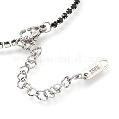 304ステンレススチールラインストーンカップチェーンブレスレット  カニカン付き  ステンレス鋼色  8-3/8インチ（21.2cm）&nbsp;AJEW-B004-01A