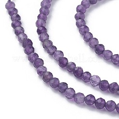 天然石アメジストビーズ連売り  多面カット  ラウンド  2~2.5mm  穴：0.5mm  約180~200個/連  14.5~16.1インチ（37~41cm）&nbsp;G-F619-12-2mm