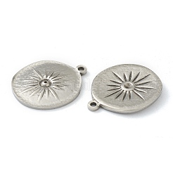 変色しない304ステンレススチールペンダント  太陽とフラットラウンド  ステンレス鋼色  28.5x24x2mm  穴：2mm&nbsp;STAS-G244-20P
