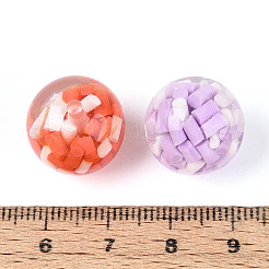 透明樹脂ビーズ  ラウンド  内部にポリマー粘土の円柱ビーズ  ミックスカラー  15.5~16mm  穴：2mm&nbsp;RESI-T060-41A-M