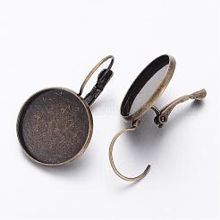 真鍮製フレンチフックピアスパーツ  アンティークブロンズ  20x32mm  トレイ：18mm&nbsp;KK-G035-AB