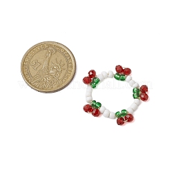 Cherry Glass Beads Finger Rings&nbsp;RJEW-JR00728