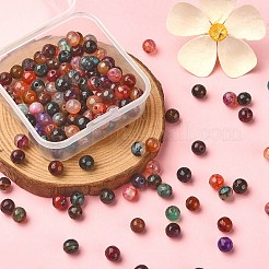 130 個染色天然マルチカラー瑪瑙ビーズ連売り  多面カットラウンド  利用できるより多くのサイズ  ミックスカラー  6mm  穴：1mm&nbsp;G-YW0001-29A