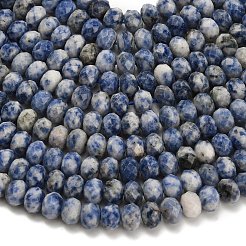 天然ブルースポットジャスパービーズ連売り  多面カット  ロンデル  8x5.5mm  穴：1.2mm  約69個/連  15.16''（38.5センチメートル）&nbsp;G-Z111-A32