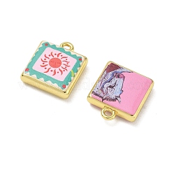 プリントブラスペンダント  スクエアチャーム  カドミウムフリー＆鉛フリー  ゴールドカラー  ミックスカラー  18x15x4.5mm  穴：1.8mm&nbsp;KK-CBA84C5-16G
