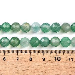 天然染色・加熱瑪瑙ビーズ連売り  ラウンド  多面カット  ミディアムシーグリーン  7.5~8x8mm  穴：1mm  約45個/連  13.58~13.78''（34.5~35センチメートル）&nbsp;G-T141-16A-02