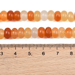 天然の金色のシルク翡翠ビーズ連売り  滑らかなロンデル  8x4.5~5mm  穴：1mm  約76~78個/連  15.08''~15.16''（38.3~38.5センチメートル）&nbsp;GG-CBAD029-B01-5x8mm