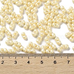 ガラスシードビーズ  不透明色の光沢  ピーナッツ  淡黄色  5~6x2.5~3x3~3.5mm  穴：1~1.2mm  約5000個/ポンド&nbsp;SEED-L011-04A-09